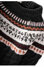 Desenli Triko Kazak 2-8 Yaş Antrasit