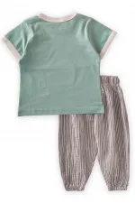 Balina Nakışlı Müslin Şalvarlı Takım 1-5 Yaş Mint Yeşili