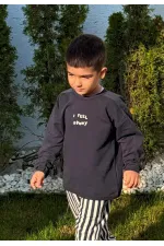 Nakışlı Sweatshirt 1-7 Yaş Antrasit