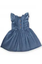Robe en jean à épaules volantées, 2-7 ans, bleue