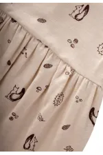 Desenli Kısa Tulum 0-3 Yaş Ekru