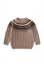 Pull en maille à motifs, 2-8 ans, beige