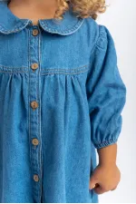 Robe en jean à col bébé, bleue, 2-7 ans