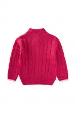 Saç Örgü Triko Hırka 2-11 Yaş Fuşya