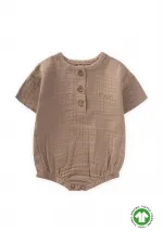 Organik Müslin Zıbın 0-3 Yaş Vizon