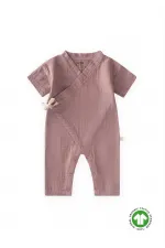 Grenouillère bébé en mousseline biologique à enfiler, 0-9 mois, couleur cuivre