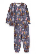 Printed Patterned Pajama Set, Ages 2-7, Dark Gray