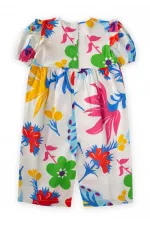 Salopette en popeline pour enfants de 2 à 7 ans, motif écru