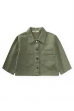 Büyük Çift Cepli Gabardin Ceket 2-7 Yaş Haki Yeşil