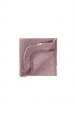 Couverture bébé en mousseline double épaisseur avec bordure à pompons, 100 x 100 cm +/- 3 cm, cuivre