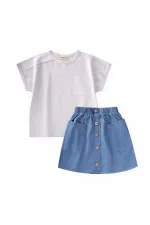Denim Skirt Set, Ages 2-7, White Denim Skirt Set, Ages 2-7, White
