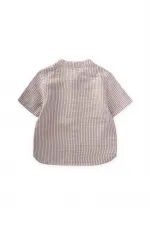 Müslin Gömlek 2-10 Yaş Siyah İnce Çizgili