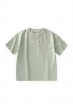 T-shirt à col travaillé, 2-12 ans, vert turquoise