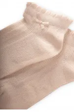 Chaussettes-chaussons pour enfants avec nœud en relief, couleur sable, 5-12 ans