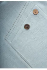 Kontrast Dikişli Keten Bluz 2-7 Yaş Mavi