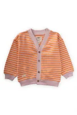 Gilet rayé en maille, couleur pêche poudrée, 0-4 ans