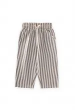 Müslin Pantolon 1-10 Yaş Antrasit Kalın Çizgili