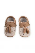 Deri Bebek Ayakkabı 17-21 Numara Gri-Kahve