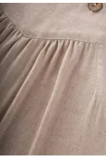 Askılı Keten Elbise 2-7 Yaş Naturel