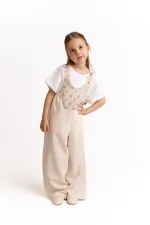 Robe Fully Embroidered Linen Overalls 2-7 Years Natural