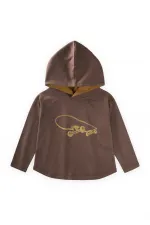 Kapşonlu Uzun Kollu T-Shırt 2-10 Yaş Vizon