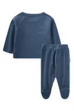 Ensemble de chaussures à pieds en velours côtelé 0-9 mois bleu marine