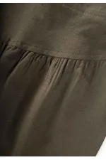 Pantalon en lin kaki vert avec corset et cordon de serrage pour enfant de 2 à 7 ans