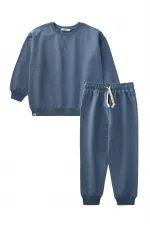 Ensemble cardigan basique et sweat-shirt à détails, bleu indigo, 3-8 ans