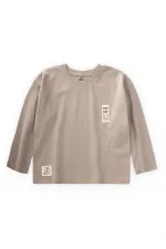 Etiket Detaylı Mevsimlik T-Shırt 2-10 Yaş S Vizon