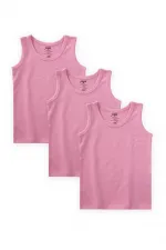 Üçlü Geniş Askılı  Kız Atlet 2-9 Yaş Şeker Pembe