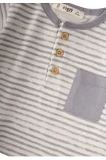 Striped T-Shirt Set with Pockets, 0-2 Years, Grey