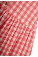 Peti Square Patterned Dress 1-8 Years Coral