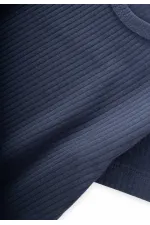 Basic Fitilli T-Shırt 1-5 Yaş Lacivert