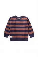 Striped Knitted Sweatshirt 2-12 Years Old Navy Blue Brown