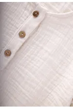 Müslin Kısa Kol Şortlu Takım 2-7 Yaş Beyaz