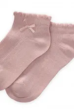 Chaussettes bottines enfant à nœud en relief, couleur poudre, 5-12 ans