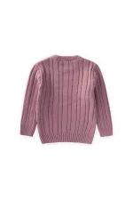 Saç Örgülü Kazak 1-8 Yaş Gül Kurusu