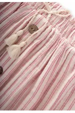 Organik Müslin Etek 2-8 Yaş Fuşya Çizgili