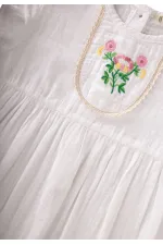 Organic Embroidered Bohemian Muslin Dress, Ages 2-10, Ecru