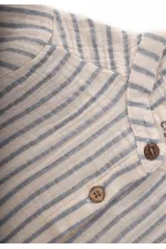 Müslin Gömlek 2-10 Yaş İndigo Kalın Çizgili