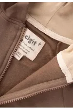 Gilet à capuche zippé, 1 à 14 ans, couleur vison