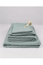 Parure de lit en mousseline avec pochette 100 x 135 cm +/- 3 cm, drap-housse 120 x 150 cm, taie d'oreiller 35 x 45 cm, vert menthe