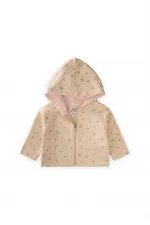 Ağır Kumaş Desenli Kapşonlu Hırka 1-8 Yaş Soft Sarı