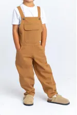 Salopette en gabardine beige, 2-7 ans