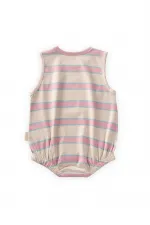 Çizgili Zıbın 0-3 Yaş Pudra Mavi Çizgili