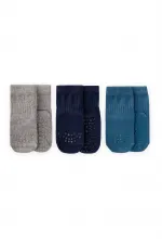 Triple Crawling and Non-Slip Socks for 1-4 Years - Navy Blue, Indigo, Grey