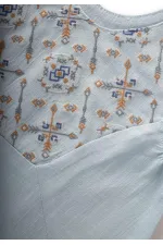 Roba Komple Nakışlı Keten Salopet 2-7 Yaş Mavi