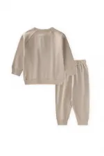 Raglan Sleeve Placket Boys Basic Suit 1-5 Years Beige