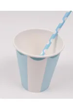 8'Lı Karton Bardak Mavi Dilimli Desen