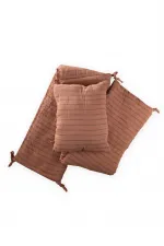 Müslin Bebek Yatak Koruma Yastık Seti (Yıkanmıştır) 32X180 cm +/- 2 cm A Kahve Çizgili